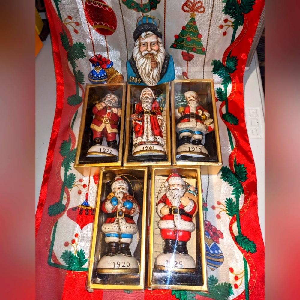 Box#5 🔥 5 For $35 🔥 Five Memories of Santa Figurines + Village Art Santa